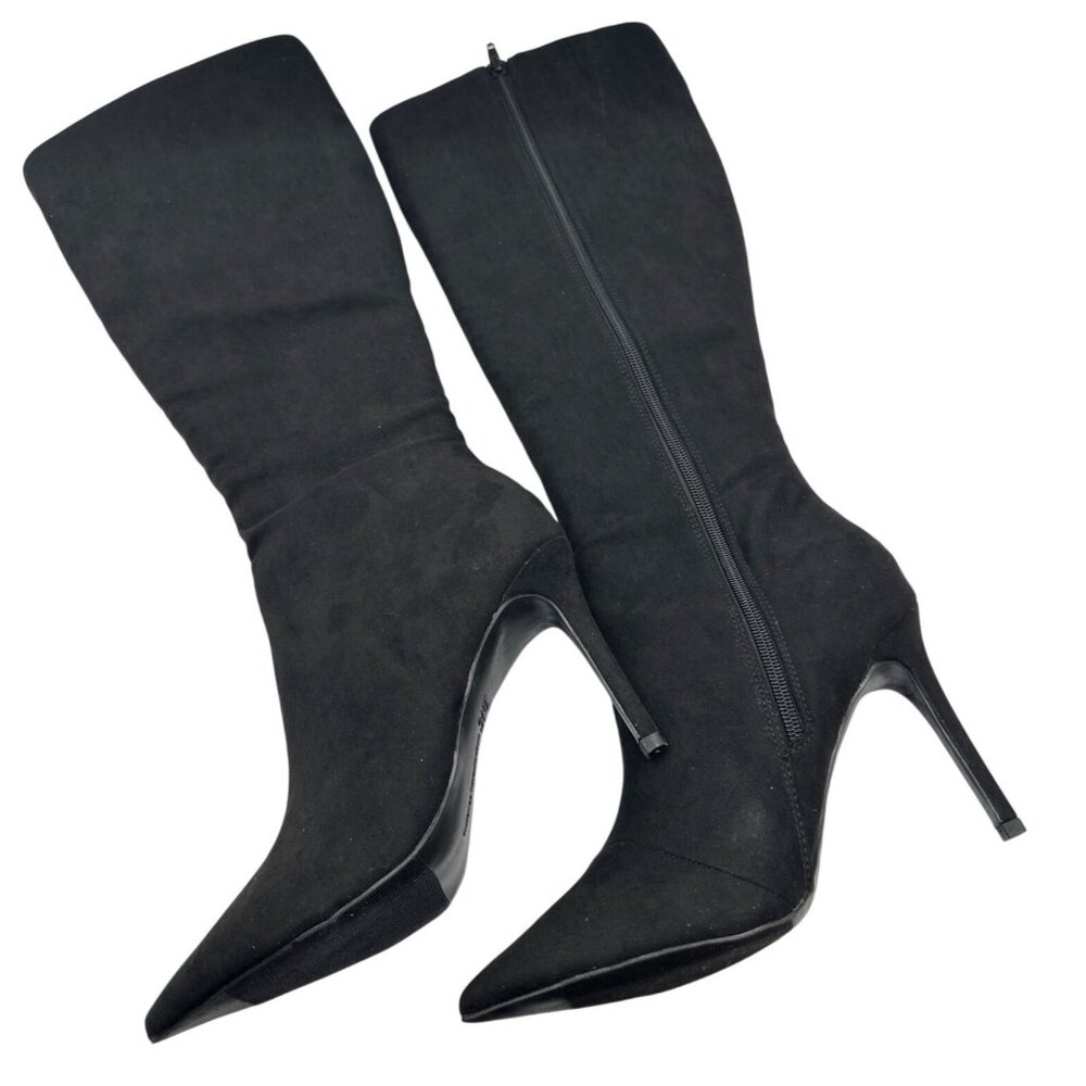 INC international Concept Size 9.5  Below Knee 4" Faux Suede Boots Black - Picture 6 of 16